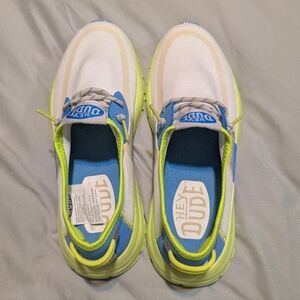 Hey Dude White & Blue Sneakers